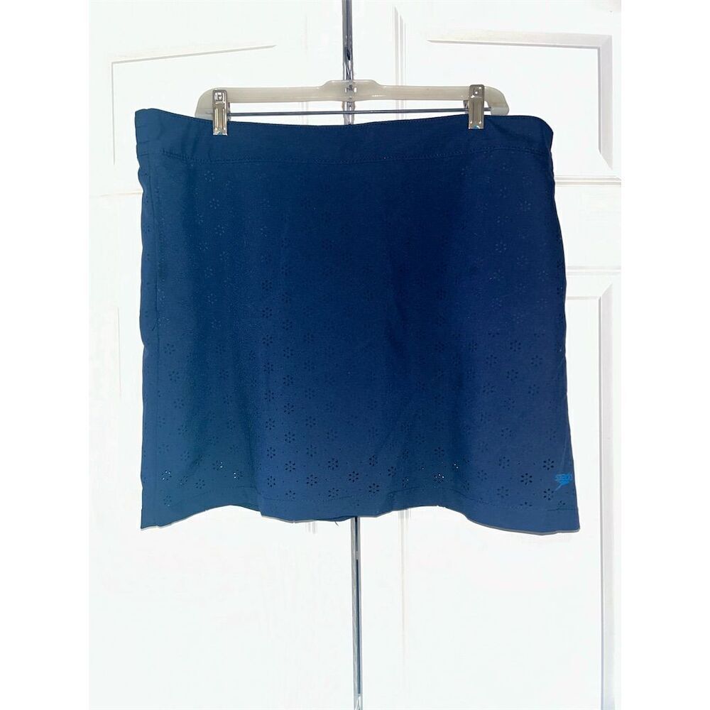 Speedo Women's XL Navy Blue Eyelet Skort UPF 50 Tennis Golf Activewear